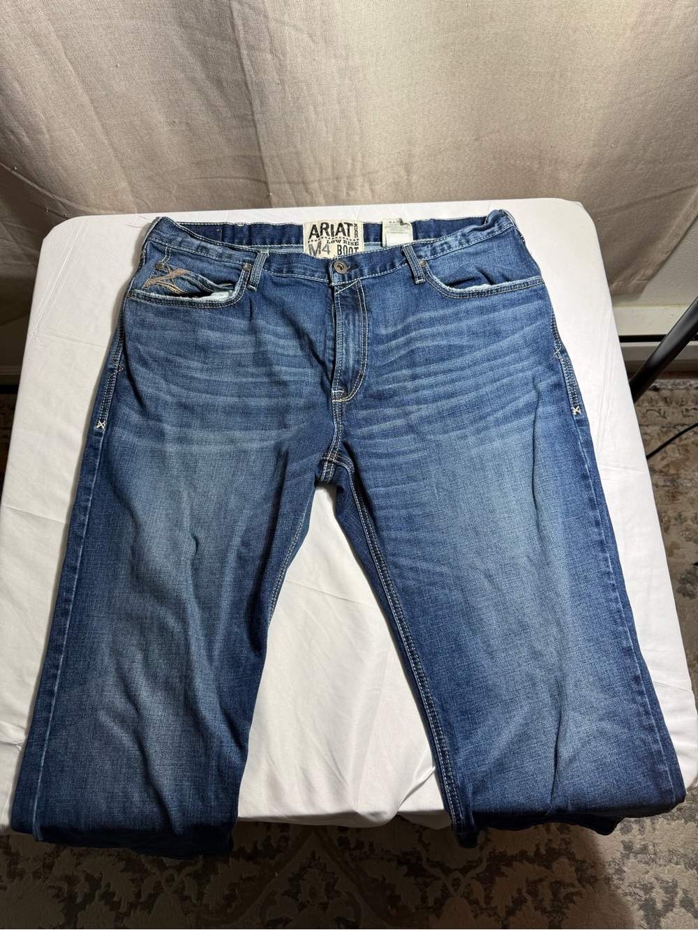 Ariat Men’s Jeans M4 Low Rise Boot Cut Denim Jean Ledge 40x32